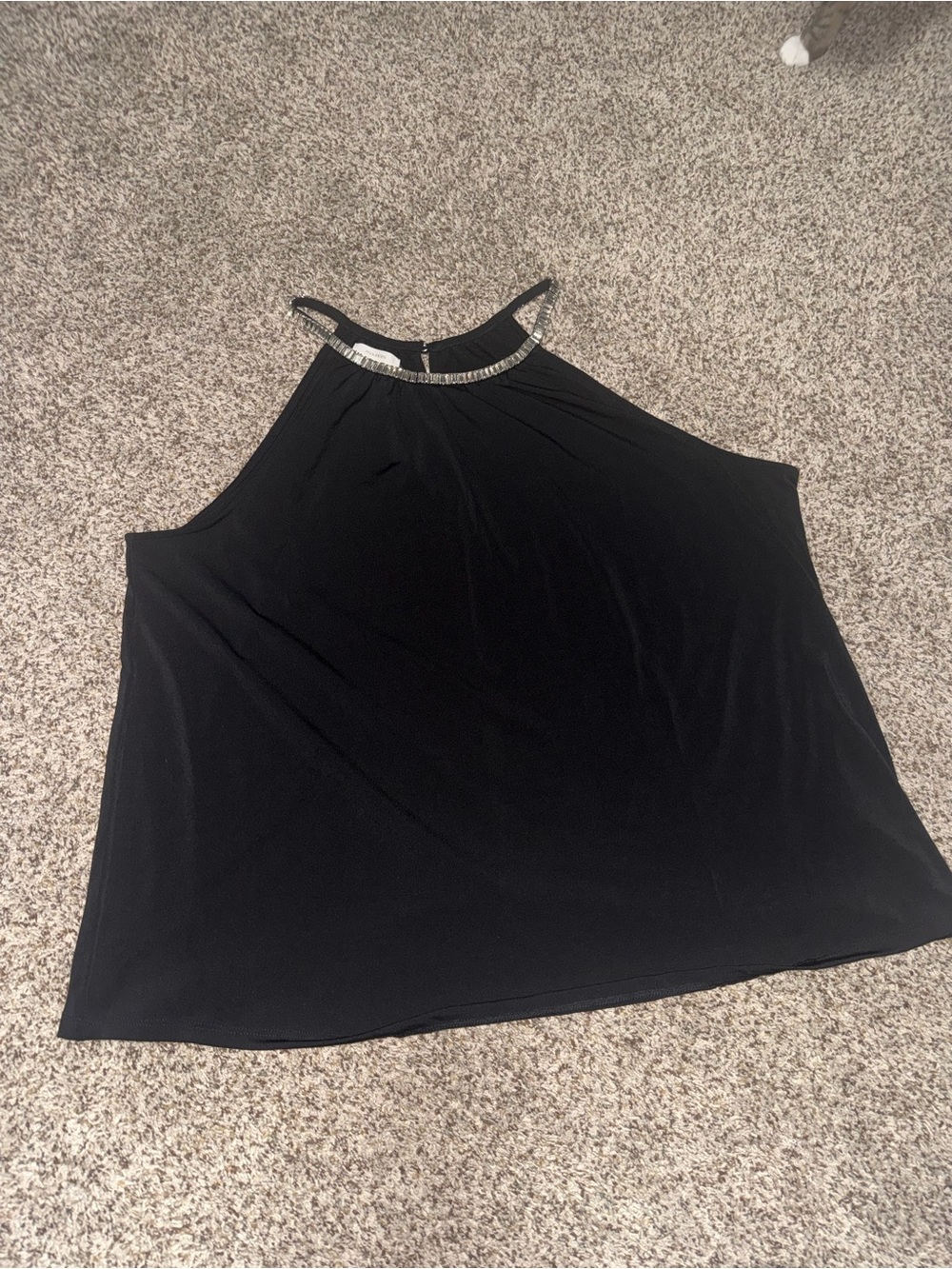 Maurices Black Halter Tank with Rhinestone Neckline